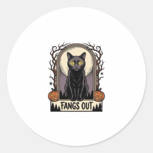 Sticker Rond Chemise Chat Noir Halloween Dessin Crocs Vintage_1