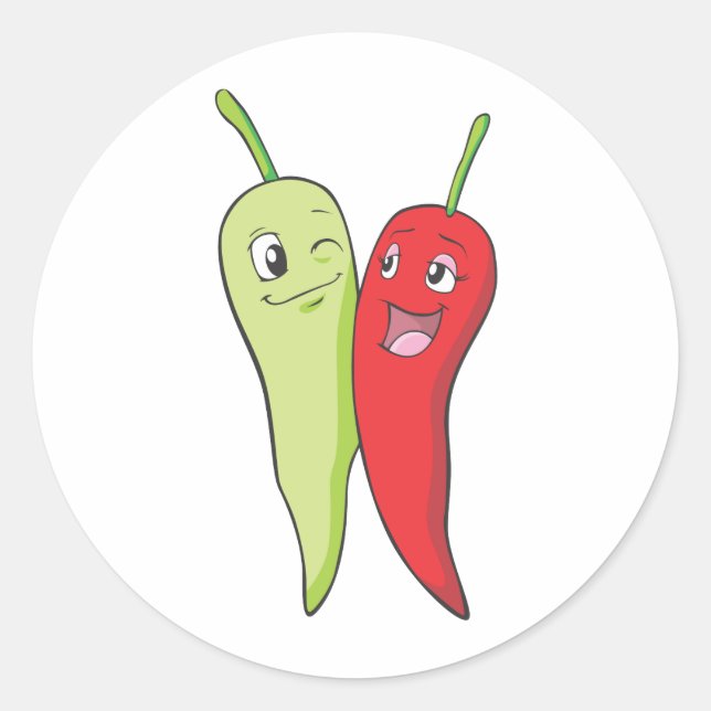 Sticker Rond Chemise Chili Peppers T | Red Green Chili Peppers  (Devant)