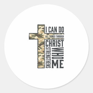 Sticker Rond Chemise chrétienne Croix de la Foi Je peux faire t