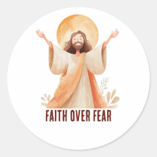 Sticker Rond Chemise chrétienne Jésus La Foi Sur La Peur
