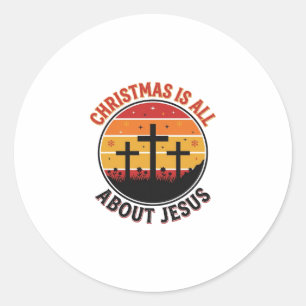 Sticker Rond Chemise Christian Noël Jésus Coucher de soleil Cro