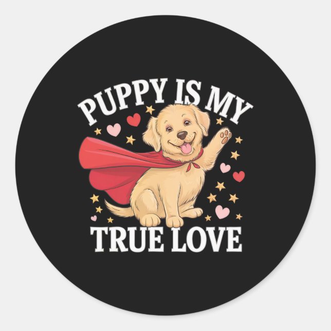 Sticker Rond Chemise d'amour de chiot de la Saint-Valentin pour (Devant)