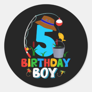 Sticker Rond Chemise de 5e anniversaire pour garçons pêche pois