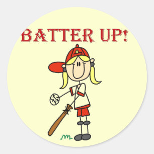 Sticker Rond Chemise de baseball Fille Batteur Tshirts et Cadea