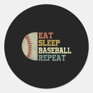 Sticker Rond Chemise De Baseball Mange Sommeil Baseball Répéter
