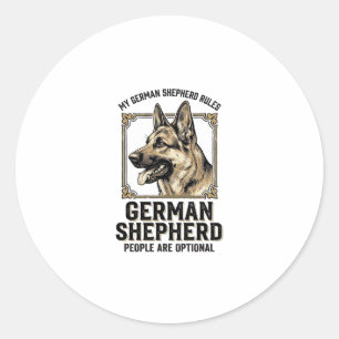 Sticker Rond Chemise de Berger Allemand pour les Amoureux de Ch
