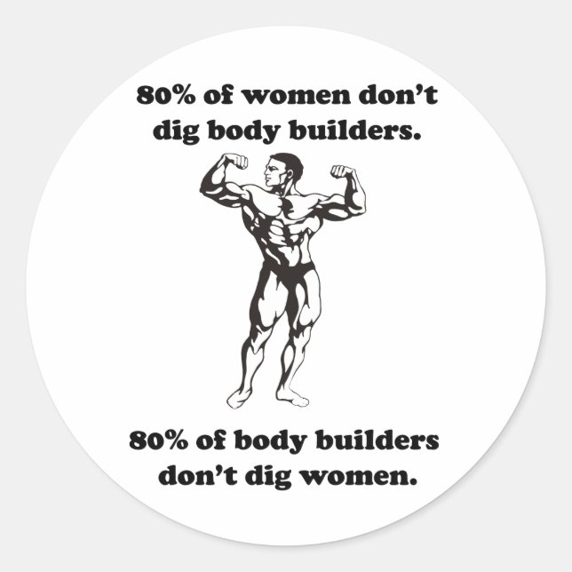 Sticker Rond Chemise de Bodybuilder drôle (Devant)