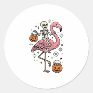 Sticker Rond Chemise de bonbons d'Halloween de flamant rose che