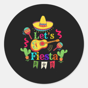 Sticker Rond Chemise de cactus de guitare mexicaine Cinco De Ma