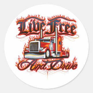 Sticker Rond Chemise de camionnette en direct et en conduite li