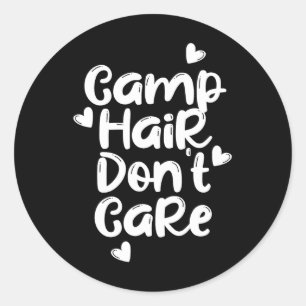 Sticker Rond Chemise de camping amusant pour l'été, cheveux déc