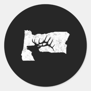 Sticker Rond Chemise de chasse au wapiti de l'Oregon - Forme de