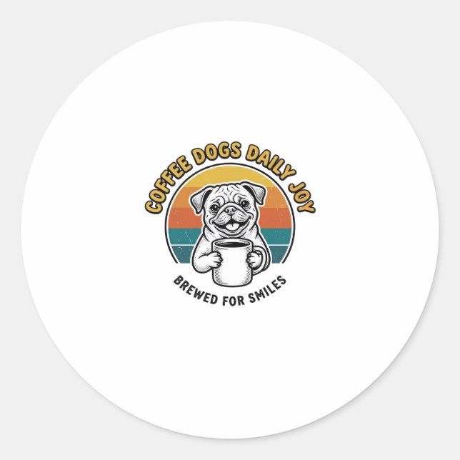 Sticker Rond Chemise de chien de café Design de mug de chiot gr (Devant)