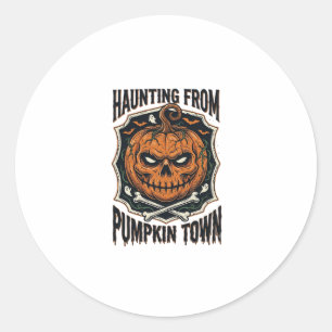 Sticker Rond Chemise de citrouille d'Halloween Vintage Jack O L