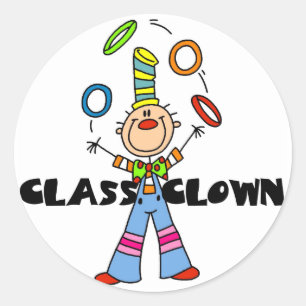Sticker Rond Chemise de clown de la classe et cadeaux