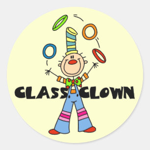 Sticker Rond Chemise de clown de la classe et cadeaux