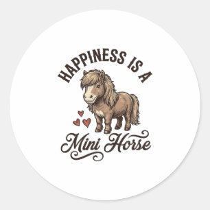 Sticker Rond Chemise de conception de cheval miniature gravure
