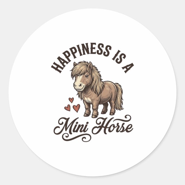 Sticker Rond Chemise de conception de cheval miniature gravure  (Devant)