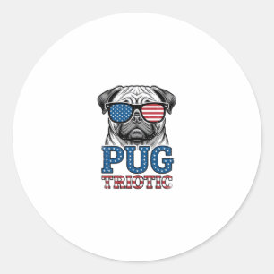 Sticker Rond Chemise de conception de gravure vintage pug patri