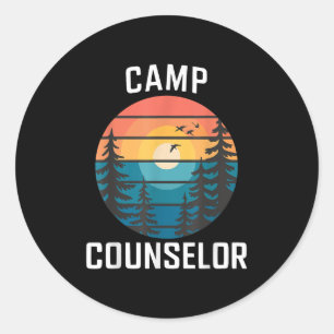 Sticker Rond Chemise de Conseiller de Camp Camper Été Personnel