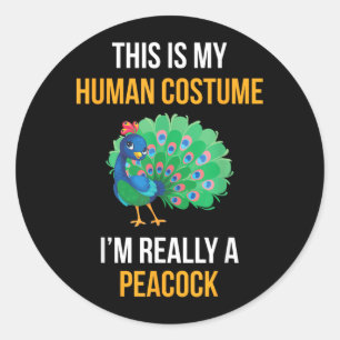 Sticker Rond Chemise de costume de paon amusant d'Halloween pou