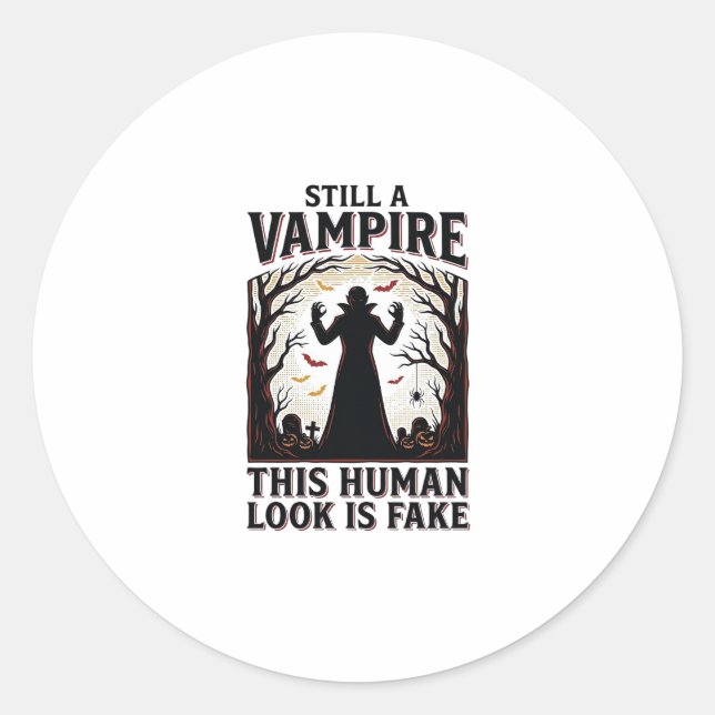 Sticker Rond Chemise de costume de vampire drôle d'Halloween dé (Devant)
