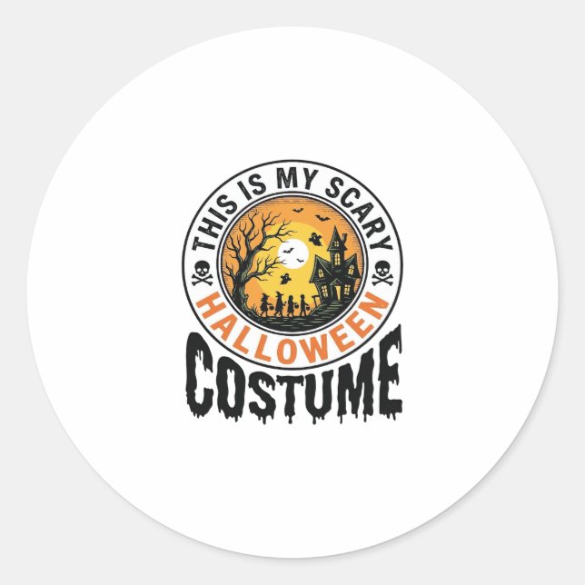 Sticker Rond Chemise de costume d'Halloween effrayant avec grav (Devant)