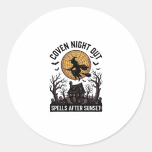 Sticker Rond Chemise de Coven hanté Maison de sorcière vintage