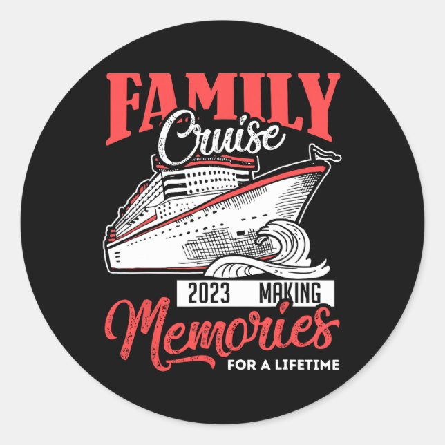 Sticker Rond Chemise de croisière en famille 2023 Vacation Funn (Devant)