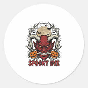 Sticker Rond Chemise de Démon Halloween avec Gravure Vintage Ci