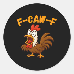 Sticker Rond Chemise de dessin animé drôle de coq de poule de b