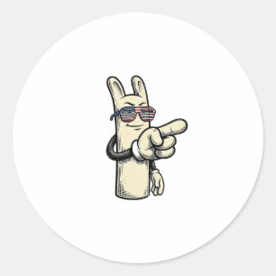 Sticker Rond Chemise de dessin animé vintage main pointant patr