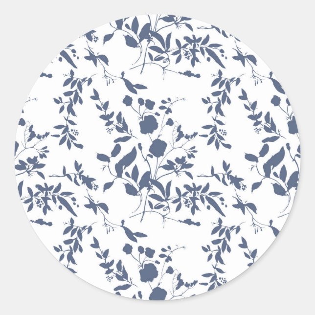 Sticker Rond Chemise de doublure de feuillage bleu (Devant)