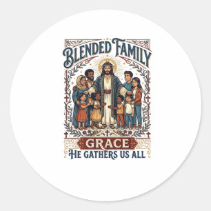 Sticker Rond Chemise de famille recomposée Jésus Chemise chréti