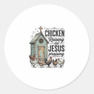 Sticker Rond Chemise de ferme vintage louant Jésus et l'élevage