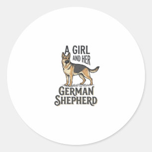 Sticker Rond Chemise de fille Berger Allemand Design vintage po