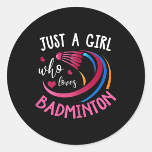 Sticker Rond Chemise de fille de badminton Drôle de joueur de b