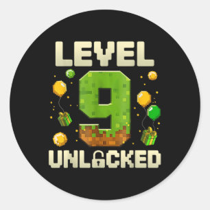 Sticker Rond Chemise de garçon d'anniversaire Niveau 9 Débloqué