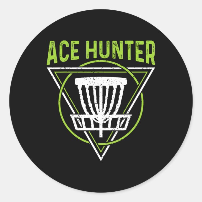Sticker Rond Chemise de Golf Drôle Ace Hunter Disque Golf (Devant)