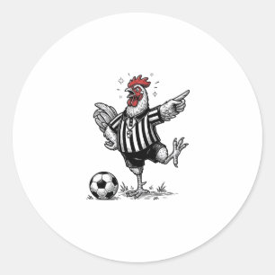 Sticker Rond Chemise de gravure vintage de football de poulet d
