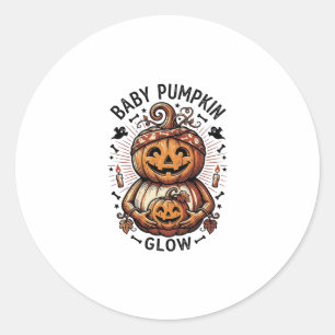Sticker Rond Chemise de grossesse citrouille Halloween vintage