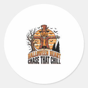 Sticker Rond Chemise de Halloween Épouvantail Gravure Vintage R