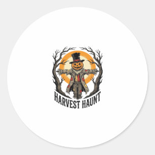 Sticker Rond Chemise de Halloween Épouvantail Gravure Vintage R