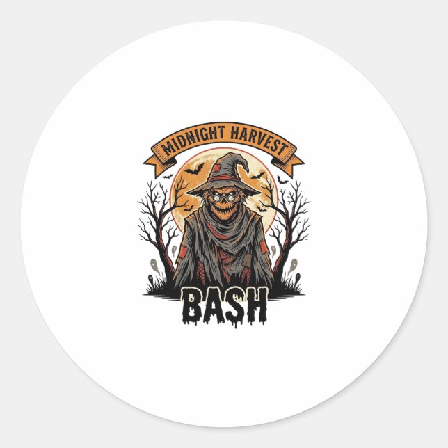 Sticker Rond Chemise de Halloween pour épouvantail Gravure vint (Devant)