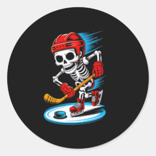 Sticker Rond Chemise de hockey drôle squelette Halloween pour a