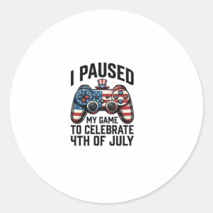 Sticker Rond Chemise de jeu vidéo patriotique pour joueur du 4