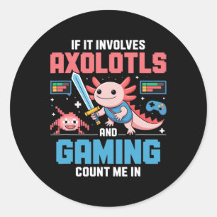 Sticker Rond Chemise de joueur Kawaii Axolotl pour garçons fill