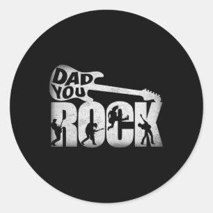 Sticker Rond Chemise de Jour Drôle Papa You Rock Guitare Vintag
