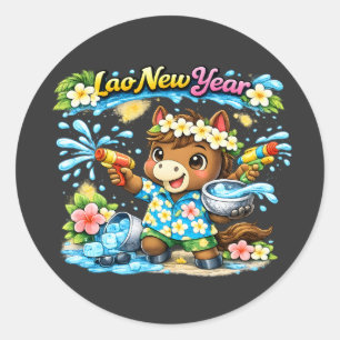 Sticker Rond Chemise de la fête de l'eau du Nouvel An lao Pi Ma