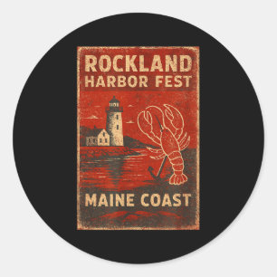 Sticker Rond chemise de la fête du port de Rockland phare homar